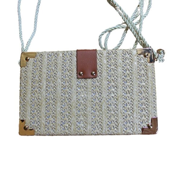 Women Mini Straw Woven Crossbody Shoulder Bag Flower Handbag Purse Cottagecore - Picture 5 of 8